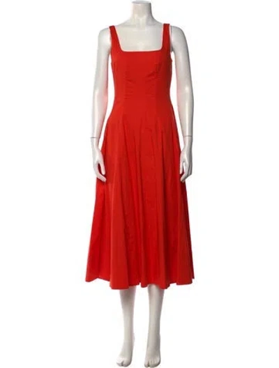 Pre-owned Staud Square Neckline Long Dress In Orange