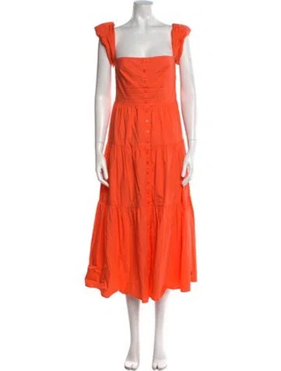Pre-owned Staud Square Neckline Long Dress In Orange