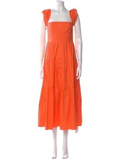 Pre-owned Staud Square Neckline Long Dress In Orange