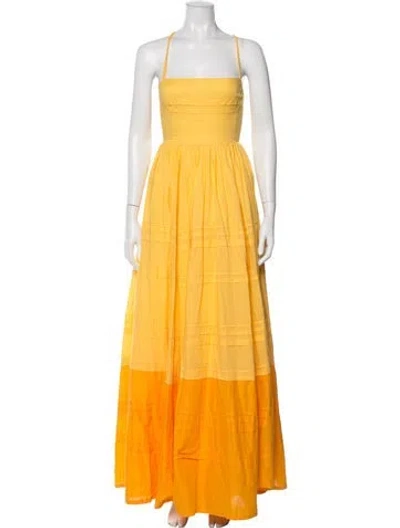 Pre-owned Staud Square Neckline Long Dress In Orange