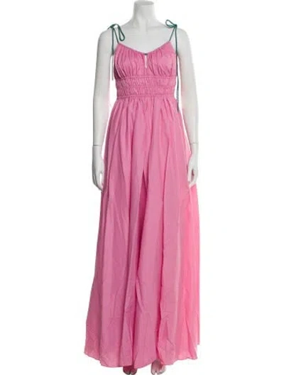 Pre-owned Staud Square Neckline Long Dress In Pink