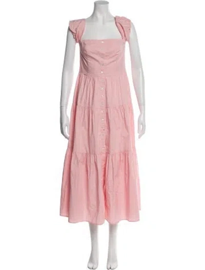 Pre-owned Staud Square Neckline Long Dress In Pink
