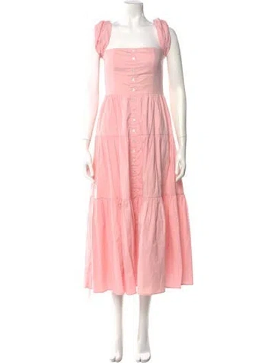 Pre-owned Staud Square Neckline Long Dress In Pink