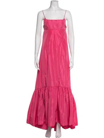 Pre-owned Staud Square Neckline Long Dress In Pink