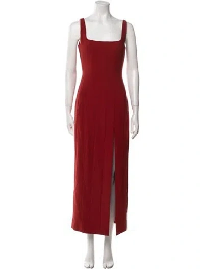 Pre-owned Staud Square Neckline Long Dress In Red