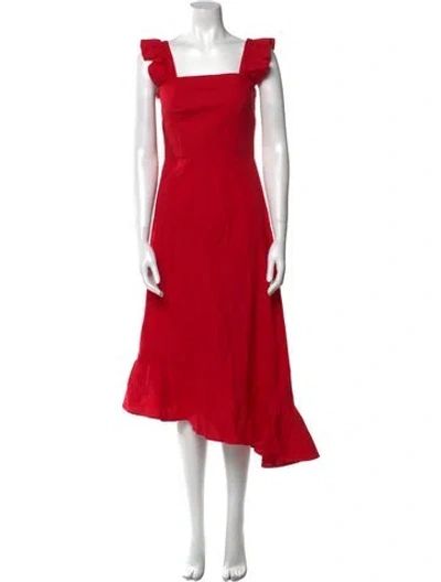 Pre-owned Staud Square Neckline Long Dress In Red