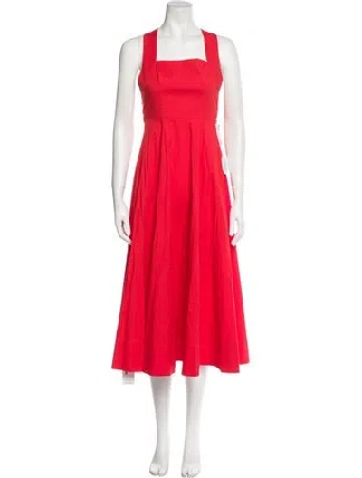 Pre-owned Staud Square Neckline Long Dress In Red