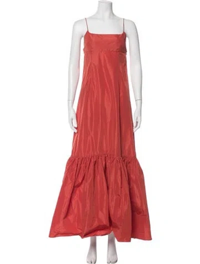 Pre-owned Staud Square Neckline Long Dress In Red