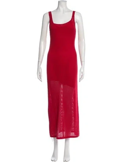 Pre-owned Staud Square Neckline Long Dress In Red
