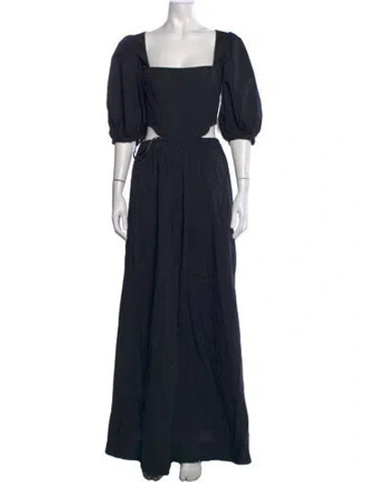 Pre-owned Staud Square Neckline Long Dress W/ Tags In Black