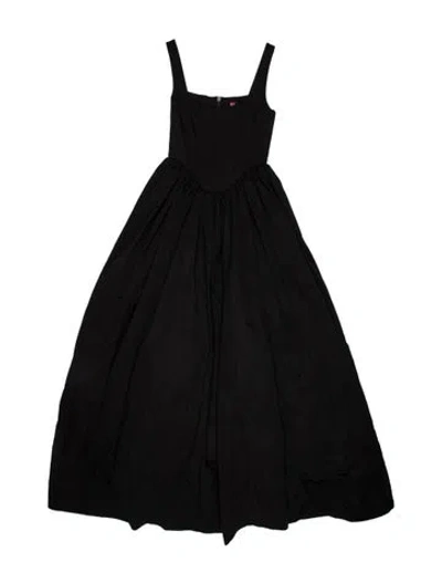 Pre-owned Staud Square Neckline Long Dress W/ Tags In Black