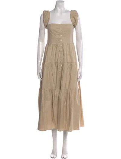 Pre-owned Staud Square Neckline Long Dress W/ Tags In Neutral