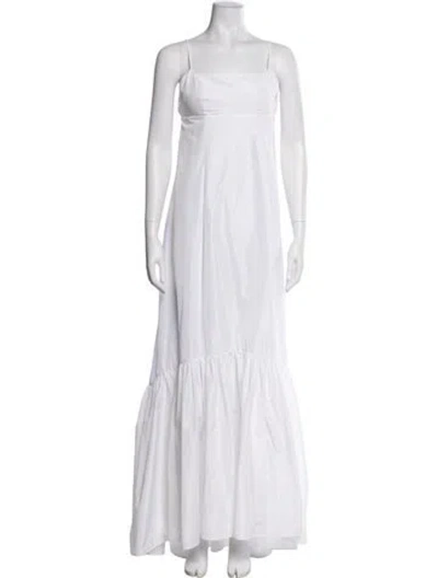 Pre-owned Staud Square Neckline Long Dress W/ Tags In White