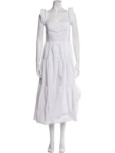 Pre-owned Staud Square Neckline Long Dress In White
