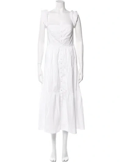 Pre-owned Staud Square Neckline Long Dress In White