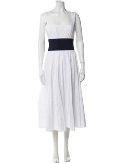 Pre-owned Staud Square Neckline Long Dress In White