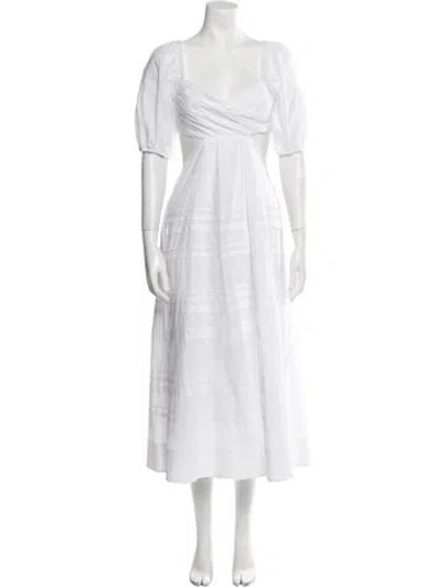 Pre-owned Staud Square Neckline Long Dress In White