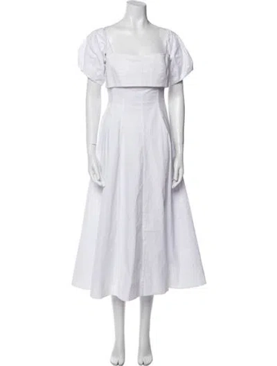Pre-owned Staud Square Neckline Long Dress In White