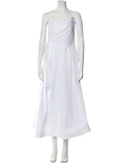 Pre-owned Staud Square Neckline Long Dress In White