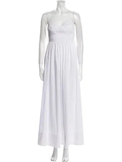Pre-owned Staud Square Neckline Long Dress In White
