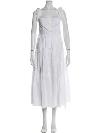 Pre-owned Staud Square Neckline Long Dress In White