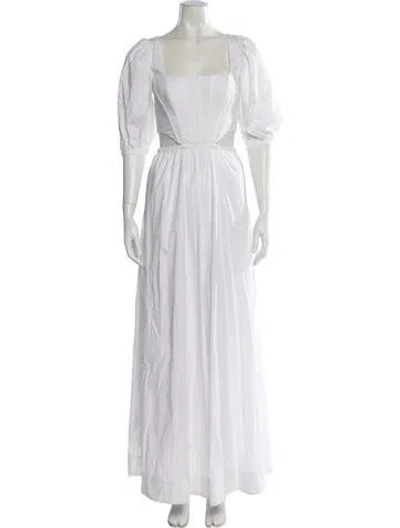 Pre-owned Staud Square Neckline Long Dress In White