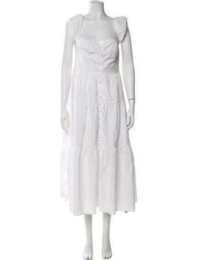 Pre-owned Staud Square Neckline Long Dress In White