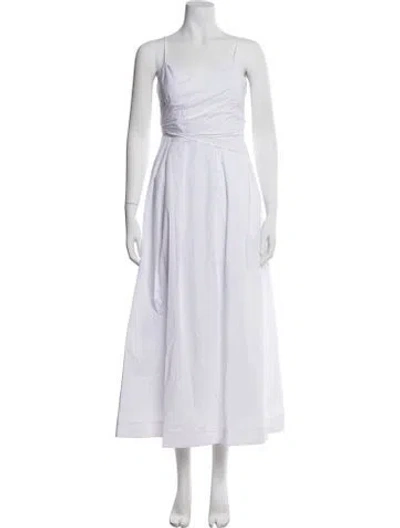 Pre-owned Staud Square Neckline Long Dress In White