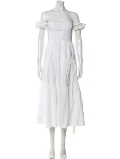 Pre-owned Staud Square Neckline Long Dress In White