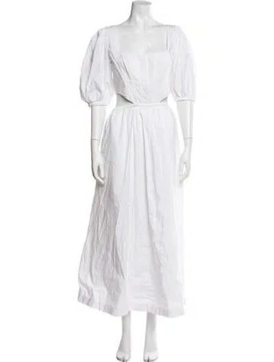 Pre-owned Staud Square Neckline Long Dress In White
