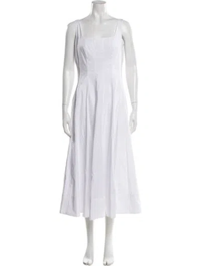 Pre-owned Staud Square Neckline Long Dress In White