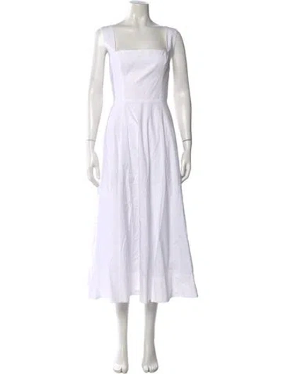 Pre-owned Staud Square Neckline Long Dress In White