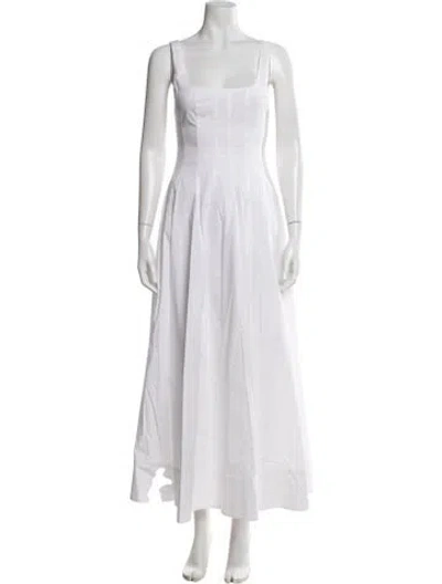 Pre-owned Staud Square Neckline Long Dress In White