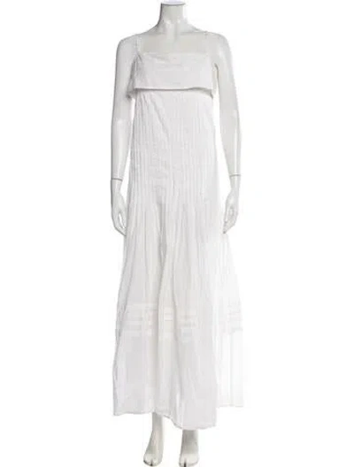 Pre-owned Staud Square Neckline Long Dress In White