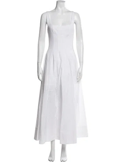 Pre-owned Staud Square Neckline Long Dress In White