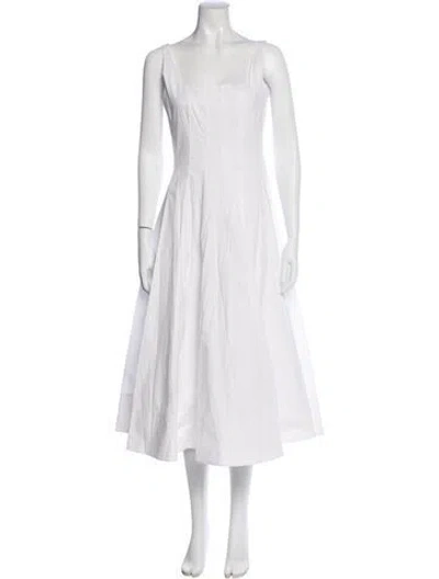 Pre-owned Staud Square Neckline Long Dress In White
