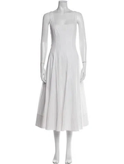 Pre-owned Staud Square Neckline Long Dress In White