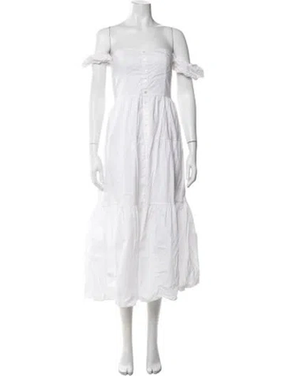 Pre-owned Staud Square Neckline Long Dress In White