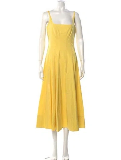 Pre-owned Staud Square Neckline Long Dress In Yellow