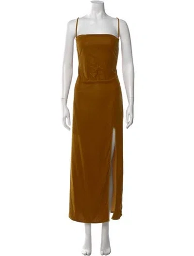 Pre-owned Staud Square Neckline Long Dress In Yellow