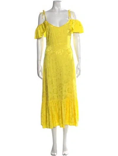 Pre-owned Staud Square Neckline Long Dress In Yellow