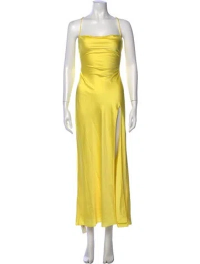 Pre-owned Staud Square Neckline Long Dress In Yellow