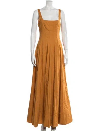 Pre-owned Staud Square Neckline Long Dress In Yellow