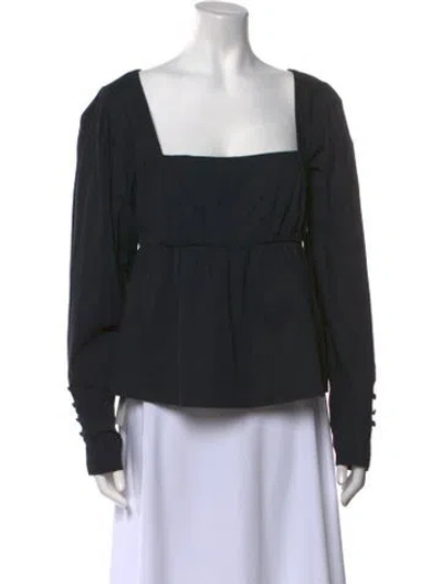 Pre-owned Staud Square Neckline Long Sleeve Blouse W/ Tags In Black