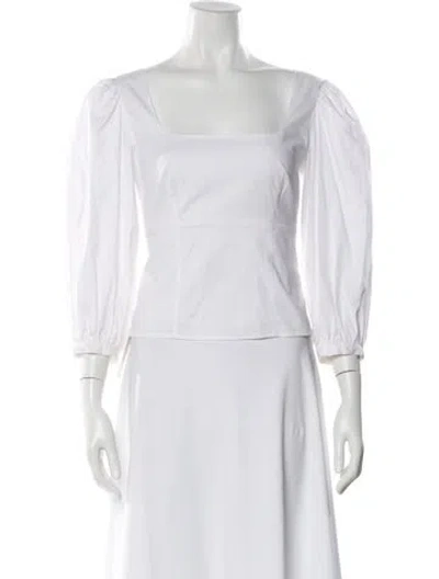 Pre-owned Staud Square Neckline Long Sleeve Blouse In White