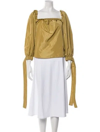 Pre-owned Staud Square Neckline Long Sleeve Blouse In Yellow