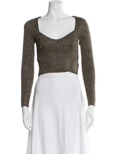 Pre-owned Staud Square Neckline Long Sleeve Crop Top