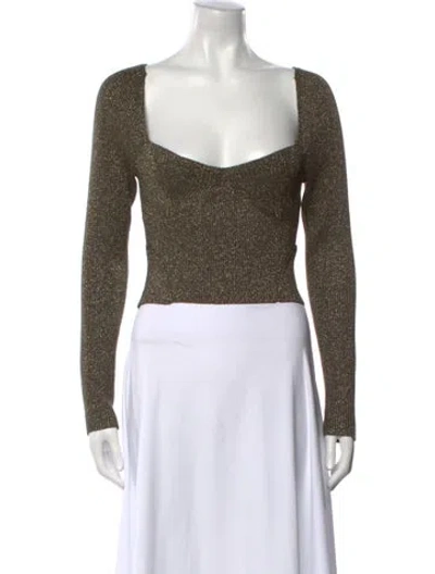 Pre-owned Staud Square Neckline Long Sleeve Crop Top