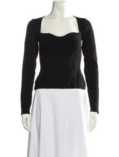 Pre-owned Staud Square Neckline Long Sleeve Top In Black