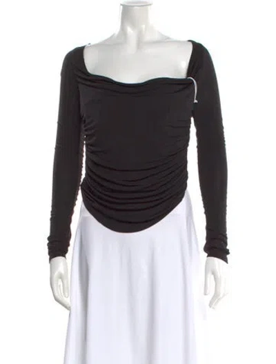 Pre-owned Staud Square Neckline Long Sleeve Top In Black